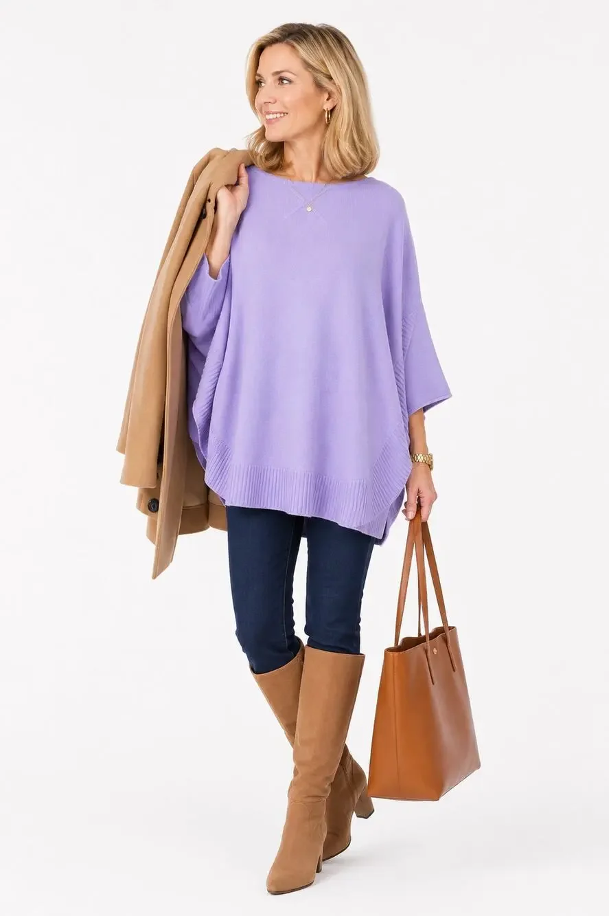 Tyler Boe Cashmere Lavender Oversized Poncho Sweater Soft Knit Size Medium